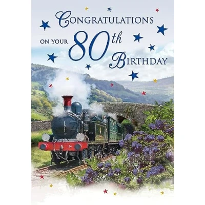 Image of Regal Publishing Traditional Milestone Age Birthday Card 80 Male 9 x 6 inches Piccadilly Greetings