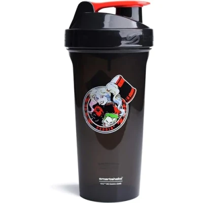 Image of Smartshake Lite Justice League Protein Shaker Bottle 800ml DC Comics Harley Quinn Water Bottle, Leakproof BPA Free Gym for Shakes And Powder, Men