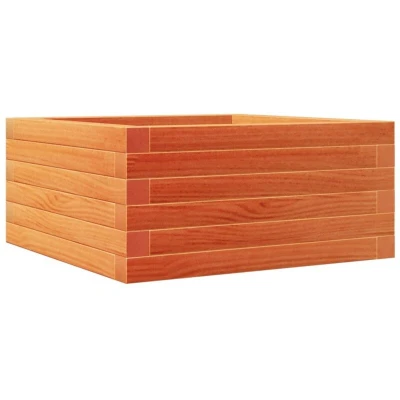 Image of vidaXL Garden Planter Wax Brown 50x50x23 cm Solid Wood Pine