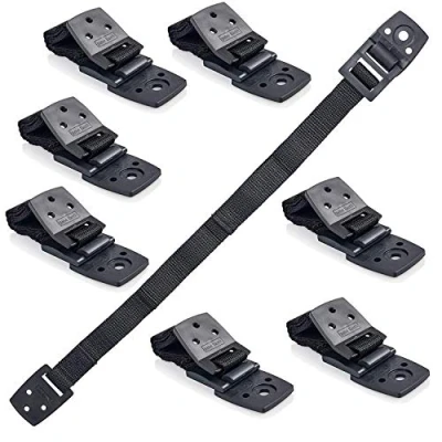 Image of Bebe Earth Furniture Straps Anti Tip Strap for Baby Proofing &amp; Child Safety 8 Pack of Adjustable TV Wall Fixings to Anchor Shelves Cabinets Black