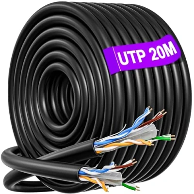 Image of Ethernet Cable 20m, Long 20m Outdoor Indoor, High Speed Cat 6 Gigabit Internet 20 merer, 23AWG Bulk Network LAN Cable, 250MHz UTP RJ45 Patch for Router Modem