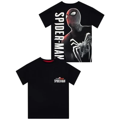 Image of Marvel Spiderman T Shirt Gamerverse Boys Tshirt Boys’ Shirts Black 8 9 Years