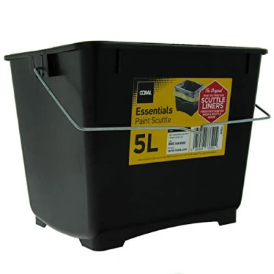 Image of Coral 73320 Essentials Plastic Paint Scuttle Container with Metal Handle for Paints and Paste 5 Litre
