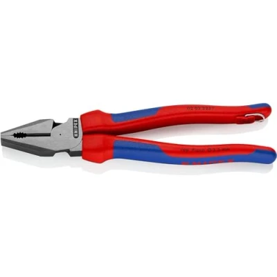 Image of Knipex High Leverage Combination Pliers black atramentized, with multi component grips, integrated tether attachment point for a tool 225 mm 02 T