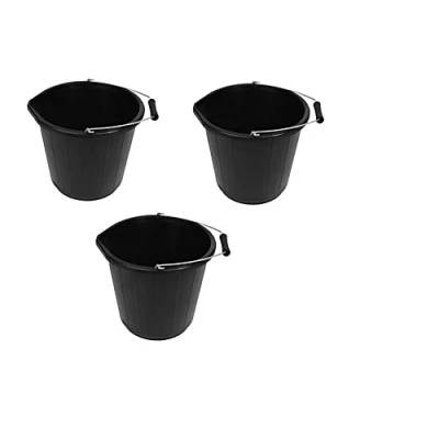 Image of 3 x gallon black bucket/builders bucket/made in uk