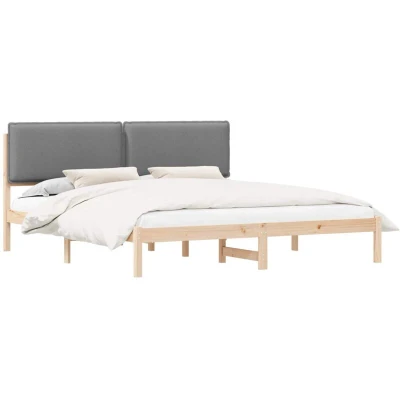 Image of vidaXL Bed Frame with Upholstered Headboard Light Grey 200 x cm