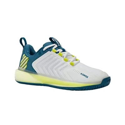 Image of K Swiss Men&#039;s Ultrashot 3 Sports Shoe, White Blue Green, 10 UK