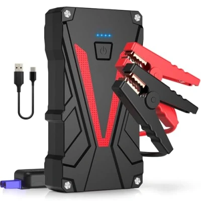 Image of Jump Starter Power Pack, 4000A Peak,12V Car (up to 9L Gas/8L Diesel Engines) Portable Battery Booster with Leads,Quick Charge,LED Flashlight