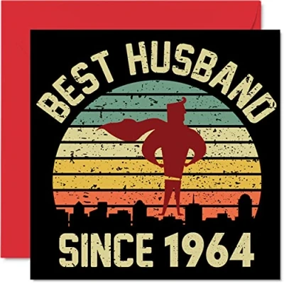 Image of Diamond Anniversary Card for Husband from Wife Best Since 1964 I Love You Gifts, Happy 60th Wedding Cards Partner, 145mm x Greeting Sixtieth Anniversaries