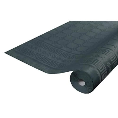 Image of Damask paper disposable tablecloth in roll 6 M long X 1.18 wide with a chic and classic universal pattern Box of 12 rolls Anthracite (bright)