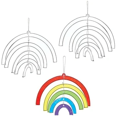 Image of Baker Ross FC767 Rainbow Suncatcher Spiral Decoration Kits Pack of 3, Painting Craft Kit for Kids, Stained Glass Window Crafts
