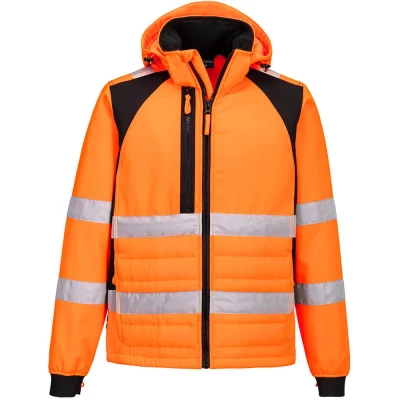 Image of Portwest WX2 Eco Hi Vis Hybrid Jacket Orange/Black XL