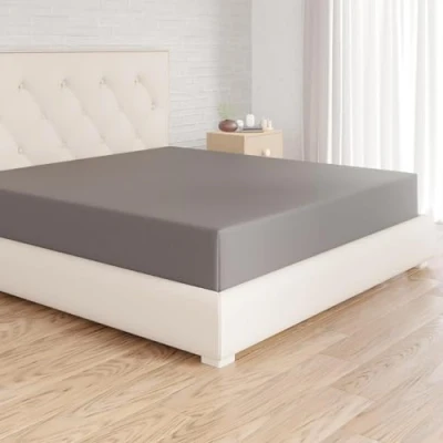 Image of Amazon Basics 100% Cotton Jersey Super King Fitted Sheet, Deep Pocket 12 inch (30 cm), Dark Grey