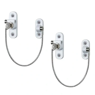 Image of 2Pcs Window Locks for UPVC Windows, YTOOK Cable Restrictor Safety with Keys and Screws Child &amp; Baby