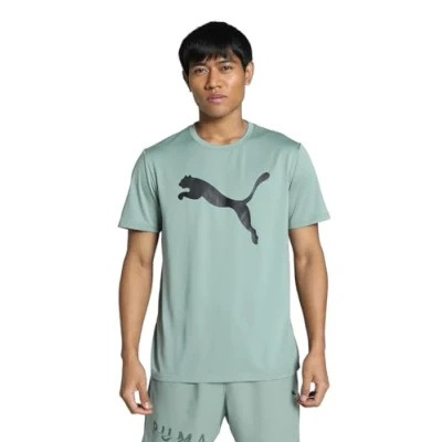 Image of Puma TAD Essentials Solid CAT TEE Sports Tshirt, Men&#039;s, Size: Medium, Green moon