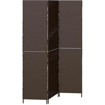 Image of vidaXL Room Divider 3 Panels Foldable Brown 146x180 cm Poly Rattan