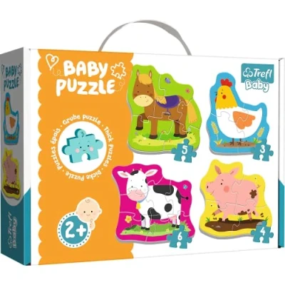 Image of Trefl 36070 Tiere auf dem Lande From 3 to 6 parts, 4 sets, Baby Classic, for children aged 2 and over jigsaw puzzle, multicoloured