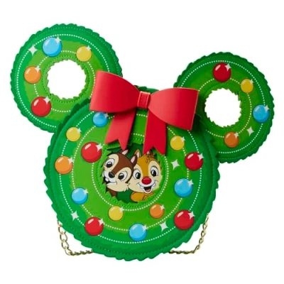 Image of Loungefly Disney Chip n Dale Wreath Crossbody Bag, Multicolored