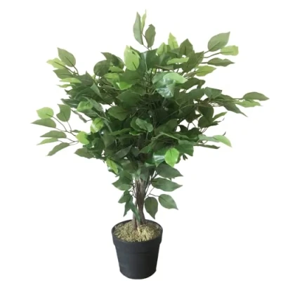 Image of Leaf Artificial Tree/Plant, Green Mini Bushy Ficus, 60cm