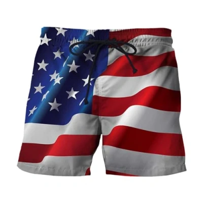 Image of BUKKNYE Mens Apollo Movie Boxing American Flag Shorts Trunks Boxers Boxer(Dark Blue,S)
