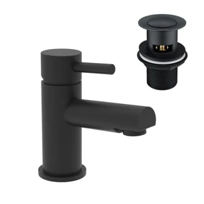 Image of Nes Home Bathroom Basin Single Lever Mixer Tap &amp; Waste Matt Black