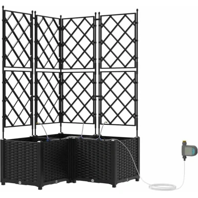 Image of vidaXL Garden Planters with Water Irrigation System 3 pcs Black