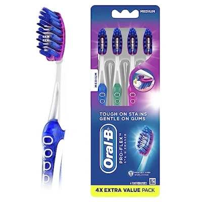 Image of Oral B Pro Flex Stain Eraser Manual Toothbrush, Medium, 4 Count