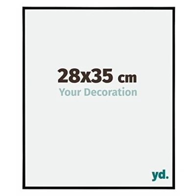 Image of yd. Your Decoration Evry 28 x 35 cm Plastic Picture Frame with Acrylic Glass, Excellent Quality Anti Reflective Photo Matte Black