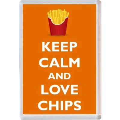 Image of Keep Calm and Love Chips Novelty Jumbo Fridge Magnet