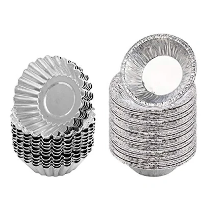 Image of Egg Tart Mold 150pcs Disposable Foil Trays Muffin Cases Tins Mince Pie Cake Pudding Cookie Lined Mould Pastry Dish Aluminium Cups Tin Pans for Wedding Birthday
