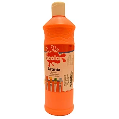 Image of scola 600ml Artmix Flourescent Poster Paint Fizzy Orange