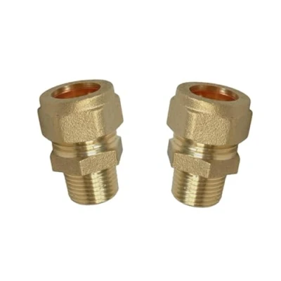 Image of 15mm by 3/8&quot; BSP Male Iron Thread European Grohe Tap Flexible Adapters Brass Coupler (Pair)