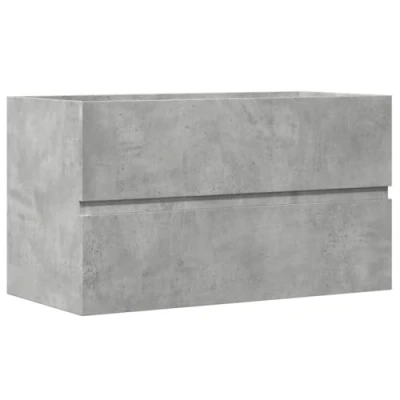 Image of vidaXL Bathroom Hanging Cabinet Concrete Grey 80x38.5x45 cm Engineered Wood Wall Mounted Includes Storage for Toiletries