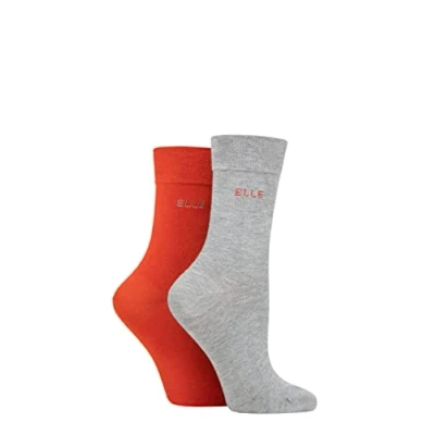 Image of Elle Ladies Bamboo Fibre Socks Soft, Breathable &amp; Cooling Plain in a Multipack of 2 Pairs Sizes 4 8 Rust