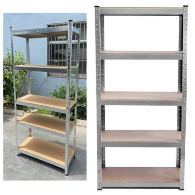 Image of Shelving Unit for Garage Shed Storage, 5 Tier Shelf Unit, Boltless Racking, Free Standing Work Bench, Heavy Duty Metal and MDF Shelves, 875kg Capacity, H 150 x W 70 D 30 Cm Galvanised