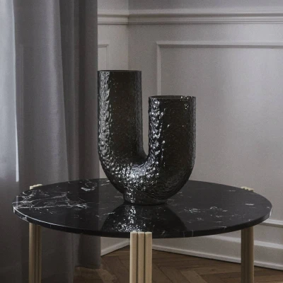 Image of AYTM Arura vase, black, height 40 cm, width 34 glass