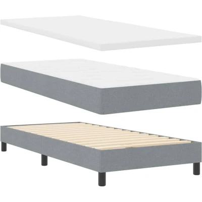Image of Vidaxl Box Spring Bed with Mattress in Light Grey, 200x200 cm Fabric