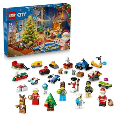 Image of LEGO City Advent Calendar 2025 for 5+ Year Old Boys &amp; Girls Christmas Countdown Toy with 24 Surprises incl. a Train, Car Tractor plus 7 Minifigures Gift Idea 60475