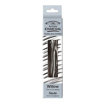 Image of Winsor &amp; Newton Willow Charcoal Thin Sticks, Grey, 24 Count (Pack of 1)