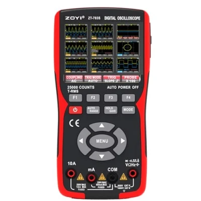 Image of ZOYI ZT 703S DIY Oscilloscope Kit 3 in 1 Digital Multimeter, Signal Generator LED Display 25000 Counts,TRMS Handheld Automotive Rechargeable Battery with Memory for Electronics Workshop