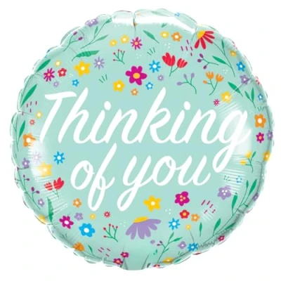 Image of Qualatex 26819 Thinking Of You Floral 18&quot; Round Shaped Foil Balloon