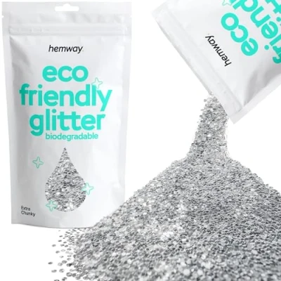 Image of Biodegradable Glitter Silver Eco Friendly Plant Based Bio Extra Chunky for Face Body Hair Craft Resin Festival Makeup Eyeshadow 100g / 3.5oz