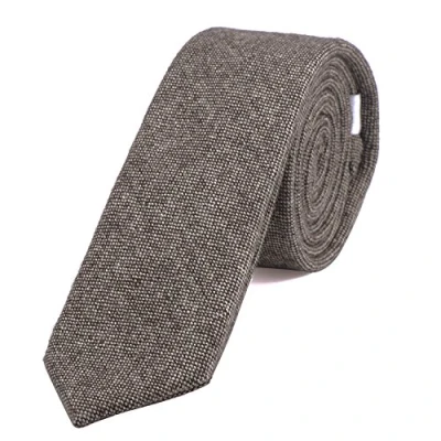 Image of DonDon Narrow Men&#039;s Cotton Tie 2.36 inch 6 cm light brown