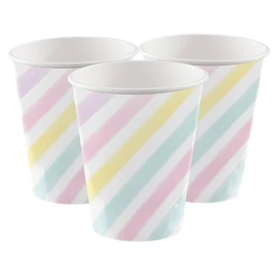 Image of Fancy Me Girls Teens Ladies Birthday Cups Celebration Pastel Unicorn Sparkle Stripes Stars Party Paper Tableware Decorations Accessories (Cups)