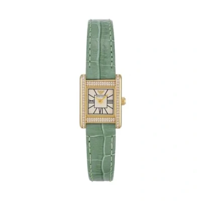 Image of Emporio Armani Women&#039;s Analog Quartz Watch with Leather Strap AR11661