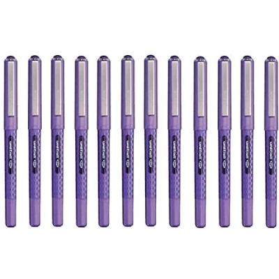 Image of Uni ball UB 157D Eye Designer Violet Rollerball Pens. Fine 0.7mm Ballpoint Tip for Super Smooth Handwriting, Drawing, Art, Crafts &amp; Colouring. Fade and Water Resistant Liquid Ink. Box of 12