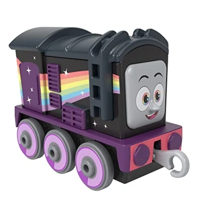 Image of Fisher Price Thomas and Friends Rainbow Diesel Push Along Toy Train for Kids Ages 3 Up