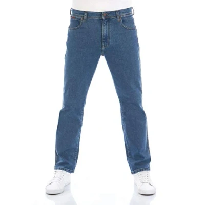 Image of Wrangler Men&#039;s Jeans Regular Fit Texas Stretch Trousers Authentic Straight Denim Cotton, Green Island (Wss1x5147), 38 W/30 L