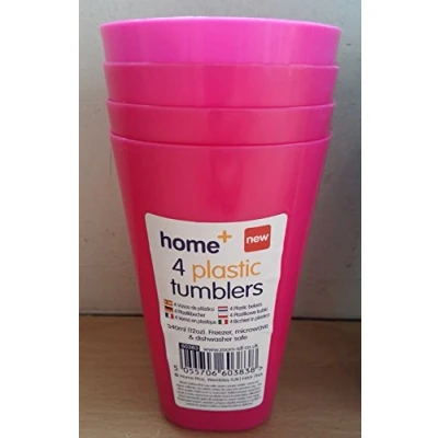 Image of 16 Pack Plastic Tumblers Pastel Pink Party Event Picnic BBQ Buffet