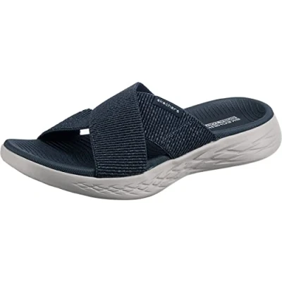 Image of Skechers Women&#039;s On the go 600 Glistening Slide Sandal,Navy Textile,4 UK